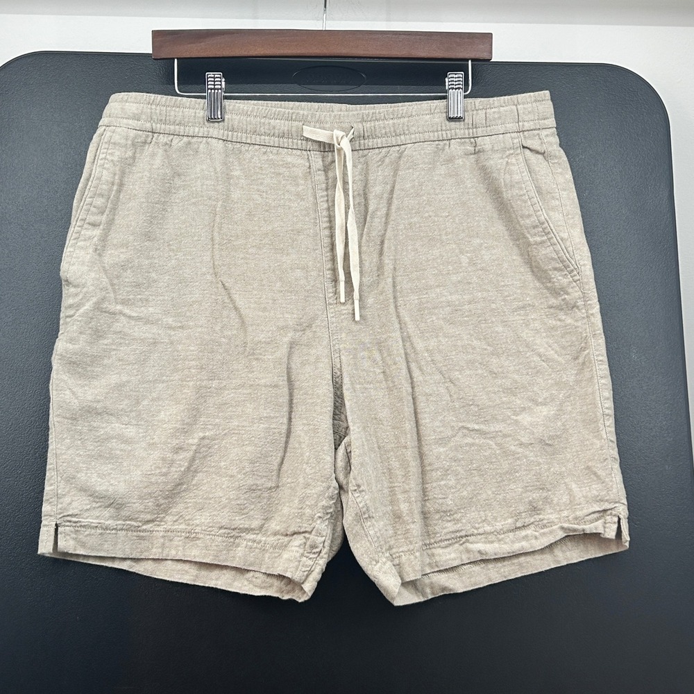 Express Shorts Size L Men Linen Cotton Drawstring Casual Summer Beige